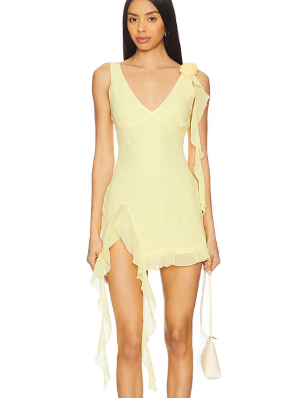 Sunny Yellow Ruffle-Accent Mini Dress